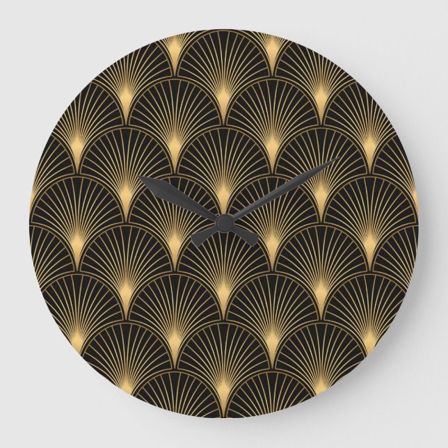 Art Deco Black Gold: Seamless Luxury Large Clock (Front)