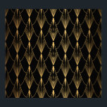 Art Deco: Black Gold Seamless Luxury Poster<br><div class="desc">Art Deco Pattern. Seamless black and gold background. Metallic shells or scales lace ornament. Minimalistic geometric design. Vintage lines. 1920-30s motifs. Luxury vintage illustration Art Deco elegance shines in this black and gold pattern. Retro sophistication reigns. Art Deco elegance: black, gold, metallic shells. background, pattern, illustration, texture, decor, vintage, gold,...</div>