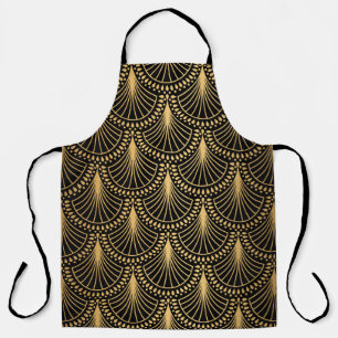 Art Deco, black gold, seamless pattern. Apron