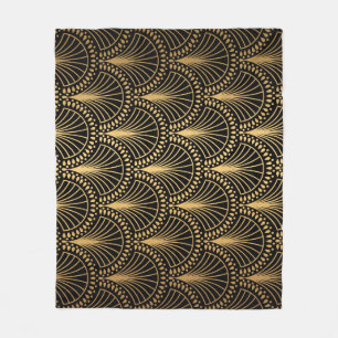 Art Deco, black gold, seamless pattern. Fleece Blanket