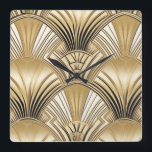 Art deco black gold square wall clock<br><div class="desc">Art deco black gold Square Wall Clock.</div>
