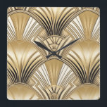Art deco black gold square wall clock<br><div class="desc">Art deco black gold Square Wall Clock.</div>