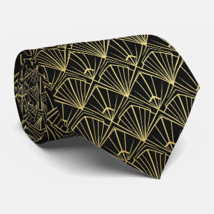 Art Deco Black & Gold Tie
