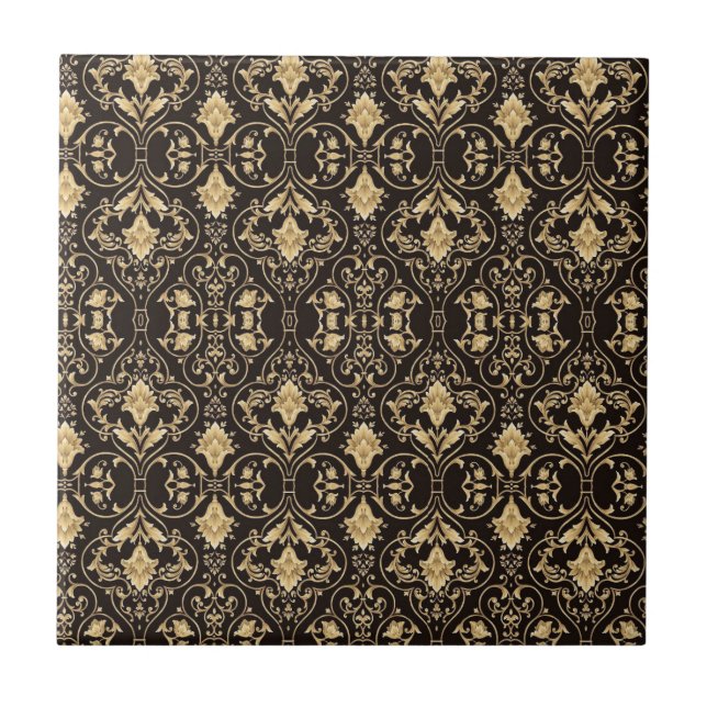  Art Deco Black Gold Tile (Front)