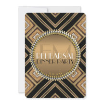 Art Deco Black Gold Wedding Rehearsal Dinner Party