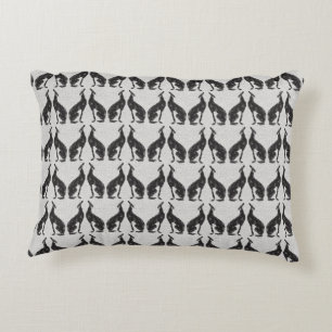 Art Deco Black Greyhound Design  Accent Pillow