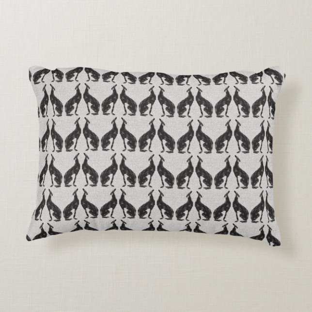 Art Deco Black Greyhound Design  Accent Pillow (Back)