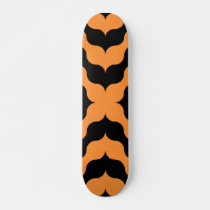Art Deco Black, Orange Retro Abstract Art Skateboard