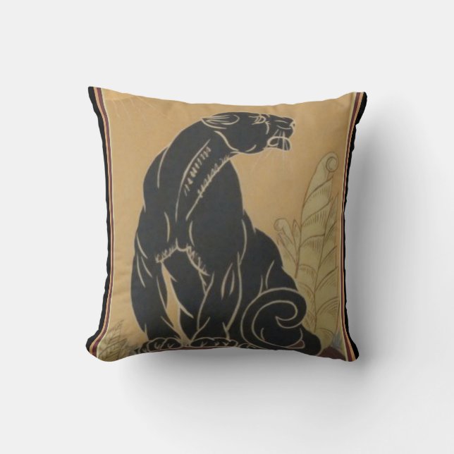 Art Deco "Black Panther" Throw Pillow (Front)