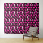 ART DECO BLACK PINK FUCHSIA FLOWERS,WHITE PARROTS TAPESTRY<br><div class="desc">Elegant vibrant , classy  French Art Deco floral fashion illustration with white parrots and flowers.</div>