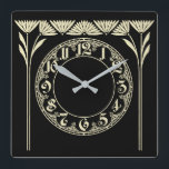 Art Deco Black Square Wall Clock<br><div class="desc">Great design. You will love it like others. Be free to use this design and to add your text. Follow me for more. Thank you. Have a nice day.</div>