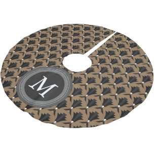 Art Deco Black Taupe Pattern Personalized Brushed Polyester Tree Skirt