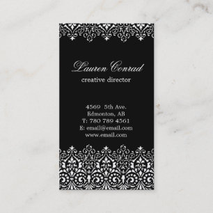 Art Deco Black Vertical Business Card with Monogra