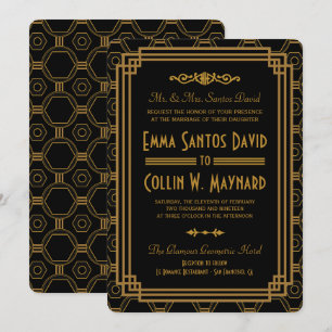 Art Deco Black Wedding Invitations