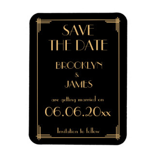 Art Deco Black Wedding Save The Date Magnet