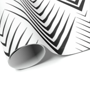 Art Deco Black White Elegant Minimal Botanical Wrapping Paper