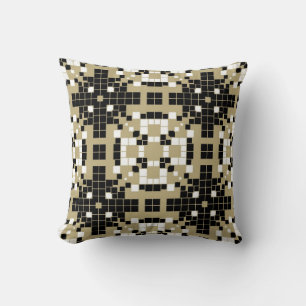 Art Deco Black, White Retro Abstract Art Throw Pillow