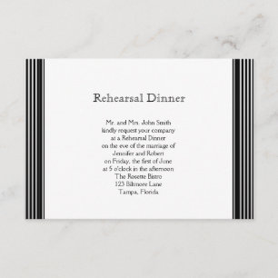 Art Deco Black White Stripe Wedding Rehearsal Invitation