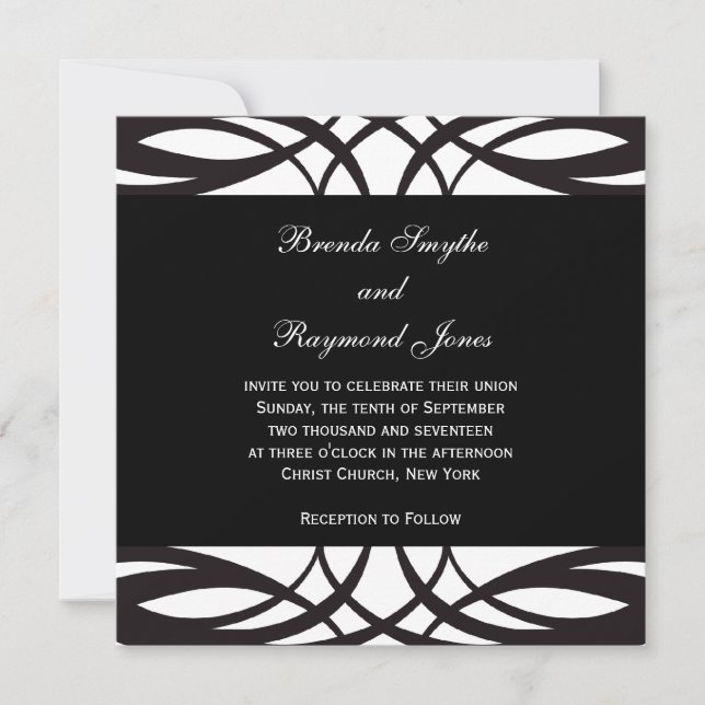 Art Deco Black White Wedding Invitations (Front)