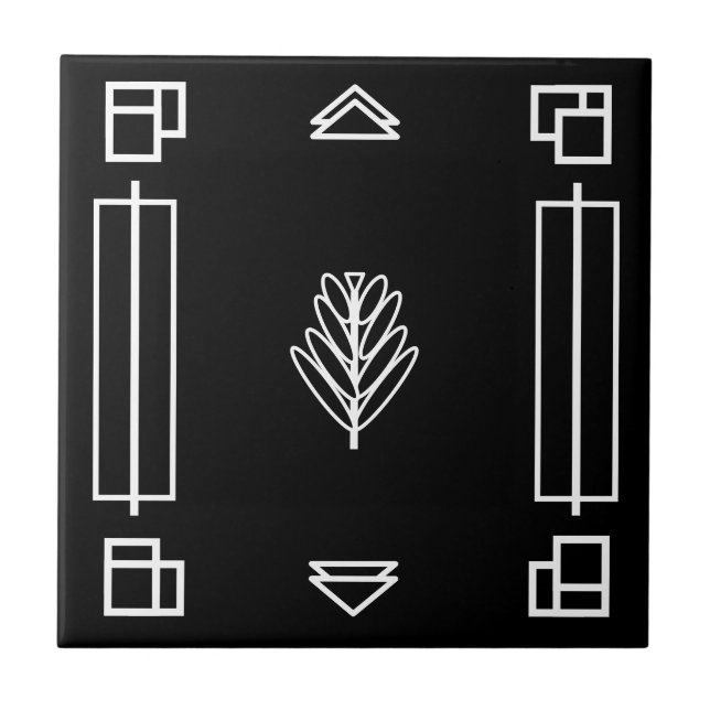Art Deco Blocks in Black and White Ceramic Tile (Front)