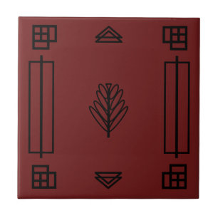 Art Deco Blocks in Cranberry Ceramic Tile