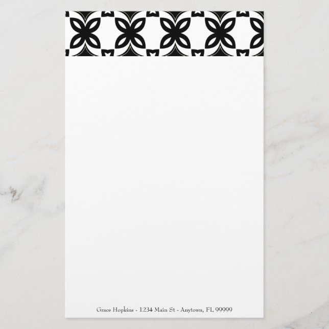 Art Deco Blooms Personalized Stationery (Front)