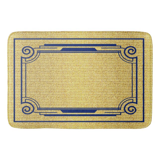 # Art Deco Blue and Gold Bath Mat (Front)