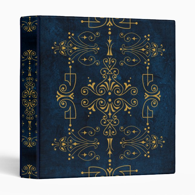 Art Deco Blue and Gold  Notebook Binder (Front/Spine)