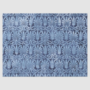 Art Deco Blue Fans and Scroll Work Decoupage Tissue Paper