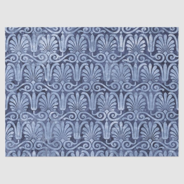 Art Deco Blue Fans and Scroll Work Decoupage Tissue Paper (Front)