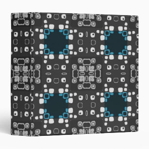 Art Deco Blue, Grey Floral Swirl Retro Abstract Binder