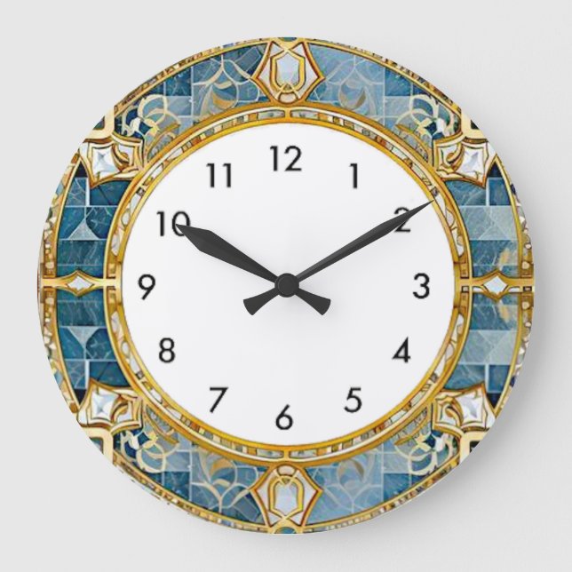 Art Deco Blue Large Clock (Front)
