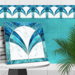 Art Deco Blue Marble and Aquamarine Tile<br><div class="desc">Art Deco Blue Marble and Aquamarine</div>