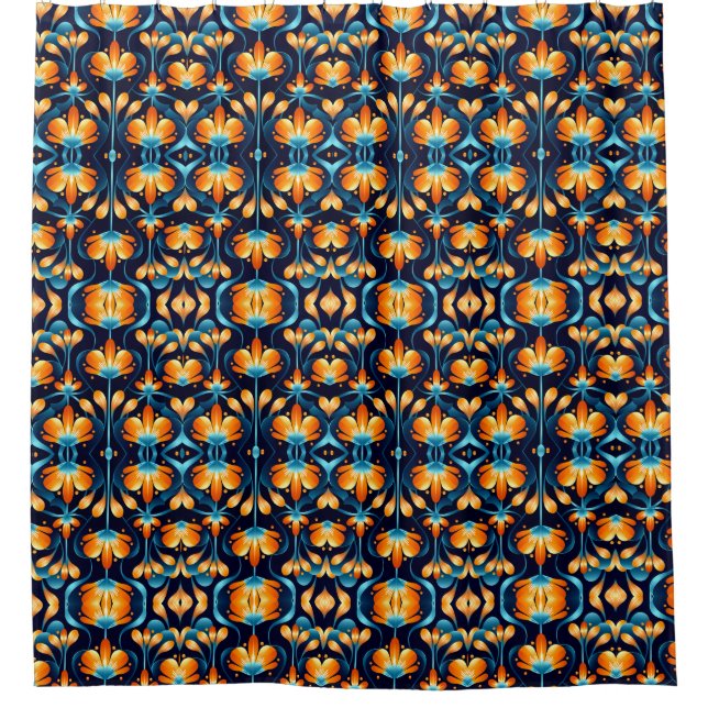 Art Deco blue orange flowers (Front)
