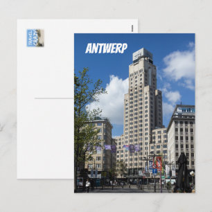 Art Deco Boerentoren Cityscape, Antwerp Holiday Postcard