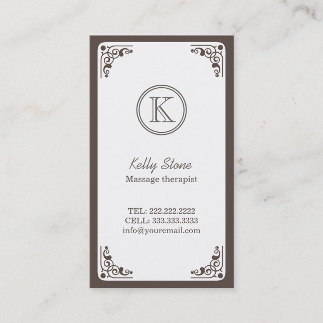 Art Deco Border Massage Therapist Business Card (Front)