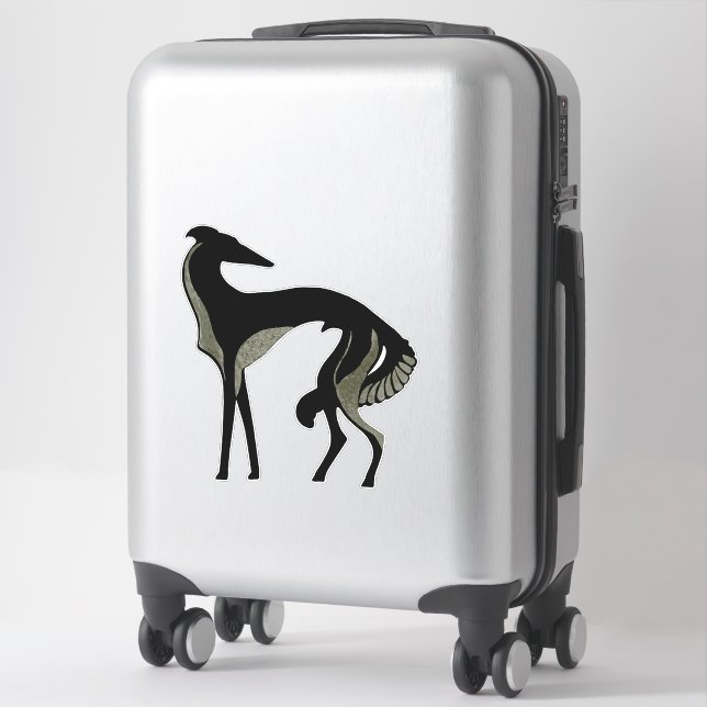 Art Deco Borzoi Die Cut Vinyl Sticker (Suitcase)