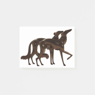 Art Deco Borzoi Duo Bronze Post-it Notes