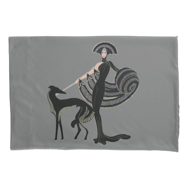 Art Deco Borzoi Pillow Case (Front)