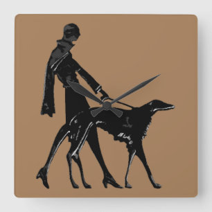 Art Deco Borzoi Stroll Clock