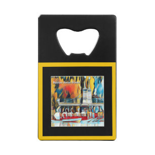 Art Deco Boston Swan Boats Credit Card Bottle Opener