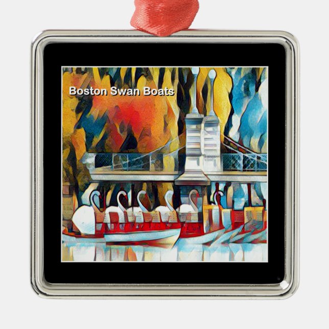 Art Deco Boston Swan Boats Metal Ornament (Front)