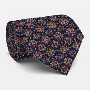 Art Deco Botanical Geometry Pattern: Cranberry... Tie