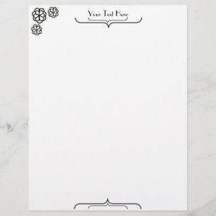 Art Deco Brace and Three Flowers Letterhead