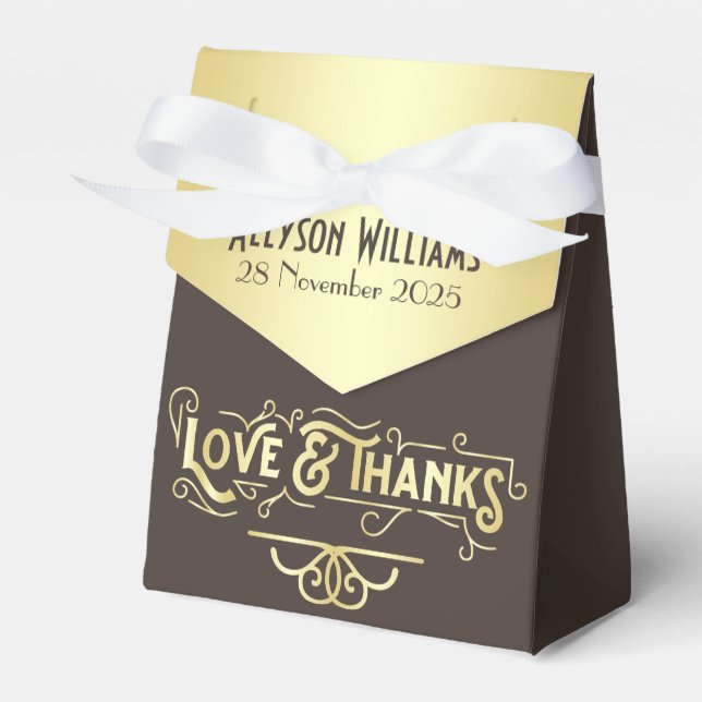 Art Deco Bridal Shower Elegant Gold Chocolate Favor Box (Front Side)