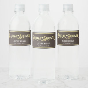 Art Deco Bridal Shower Elegant Gold Chocolate Water Bottle Label