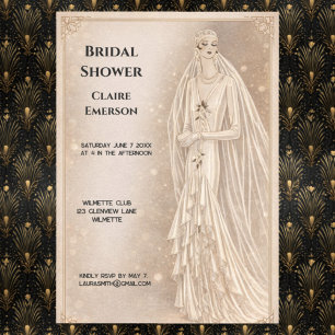 Art Deco Bridal Shower Invitation   Vintage 1920s 
