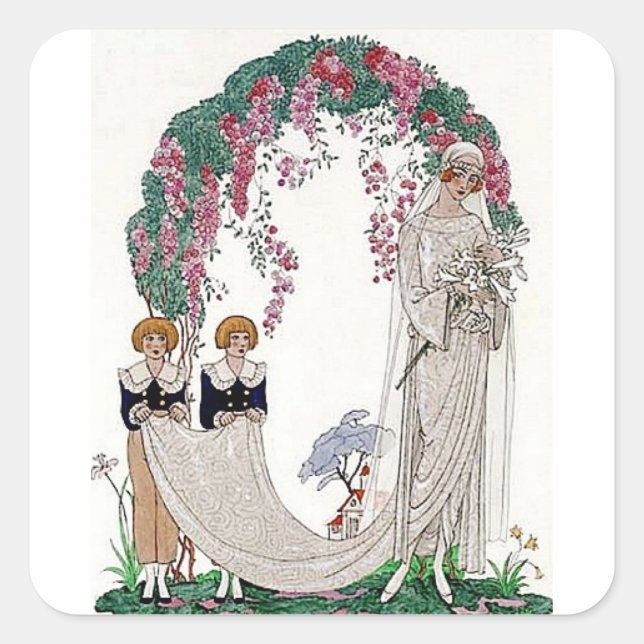 Art Deco Bride Square Sticker (Front)