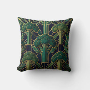 Art Deco Broccoli Pattern Throw Pillow