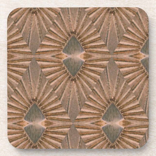 Art Deco Bronze Diamond Pattern Coaster (Front)
